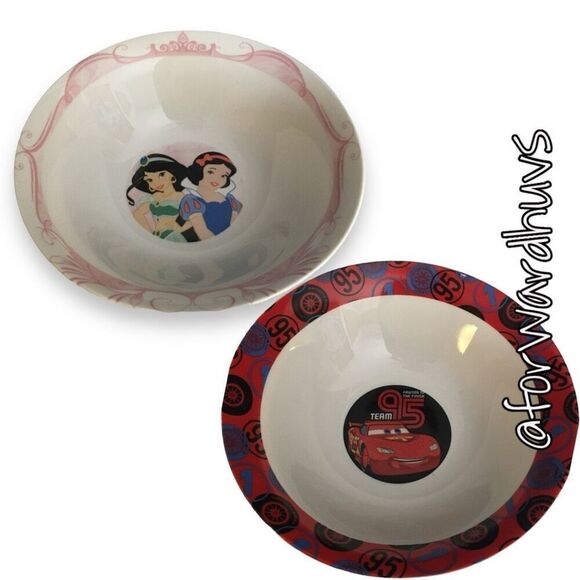 Disney Ceramic Bowls - Snow White, Jasmine, and CARS - 7 Inches (Set of 2) - Picture 1 of 10